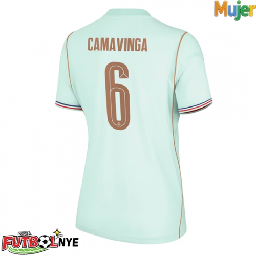 Camiseta Francia Eduardo Camavinga #6 Visitante Equipación para mujer Mundial 2026 manga corta
